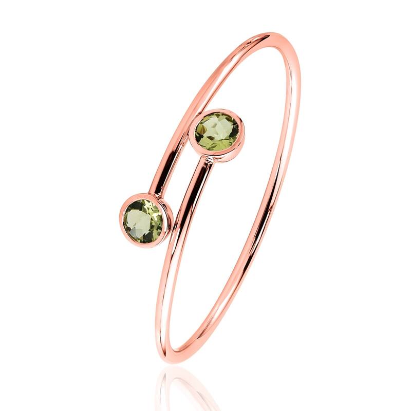 Auriya 3ct Lemon-Green Quartz Bypass Bangle Bracelet Gold over Silver