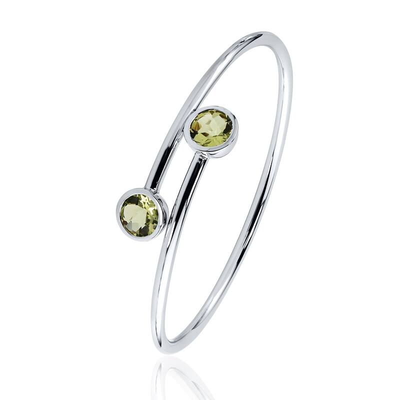 Auriya 3ct Lemon-Green Quartz Bypass Bangle Bracelet Gold over Silver