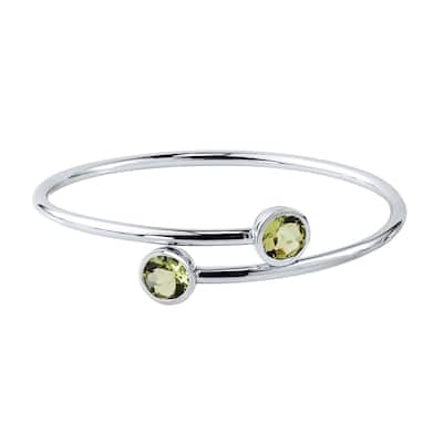 Auriya 3ct Lemon-Green Quartz Bypass Bangle Bracelet Gold over Silver