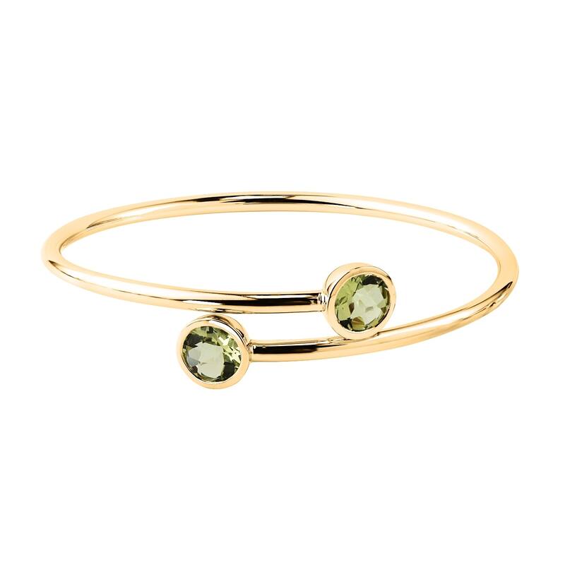 Auriya 3ct Lemon-Green Quartz Bypass Bangle Bracelet Gold over Silver