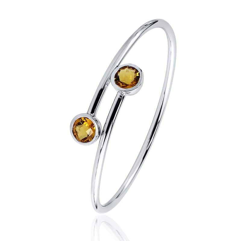 Auriya 3ct Yellow Citrine Bypass Bangle Bracelet Gold over Silver