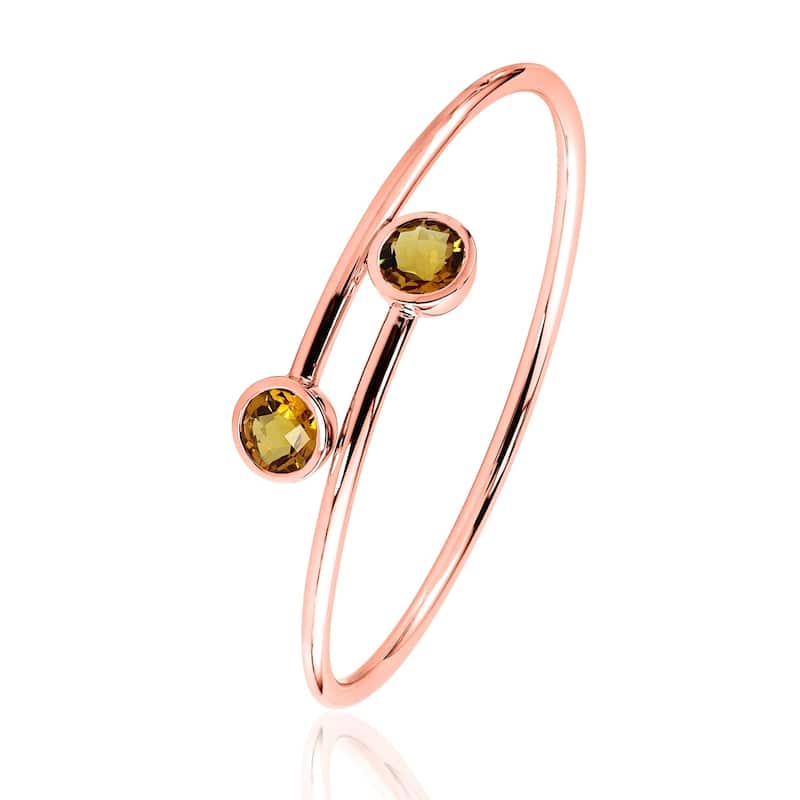 Auriya 3ct Yellow Citrine Bypass Bangle Bracelet Gold over Silver