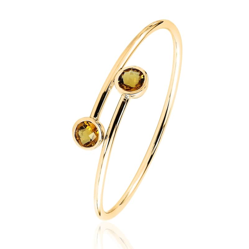 Auriya 3ct Yellow Citrine Bypass Bangle Bracelet Gold over Silver