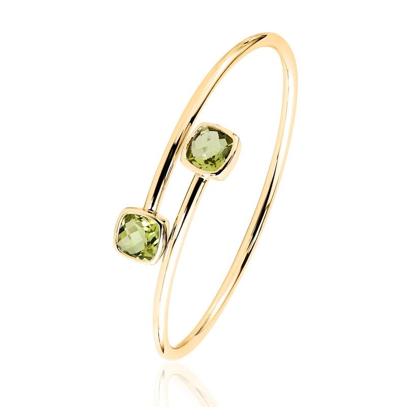 Auriya 3 1/2ct Cushion-cut Lemon Green Quartz Bypass Bangle Bracelet Gold over Silver