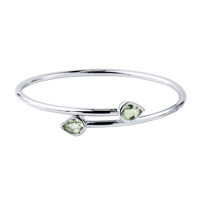 Auriya 2ct Pear-cut Green Amethyst Bypass Bangle Bracelet Gold over Silver