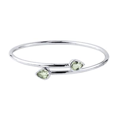 Auriya 2ct Pear-cut Green Amethyst Bypass Bangle Bracelet Gold over Silver