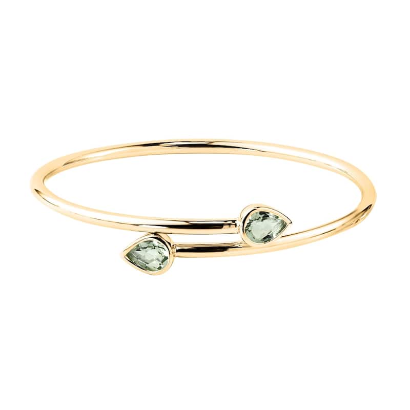 Auriya 2ct Pear-cut Green Amethyst Bypass Bangle Bracelet Gold over Silver