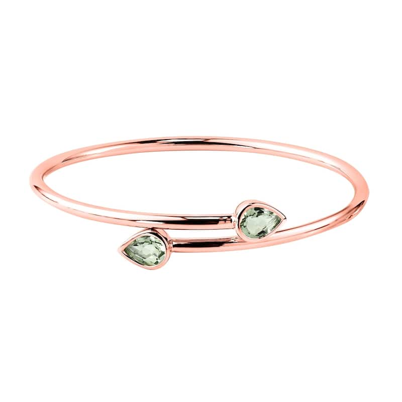 Auriya 2ct Pear-cut Green Amethyst Bypass Bangle Bracelet Gold over Silver