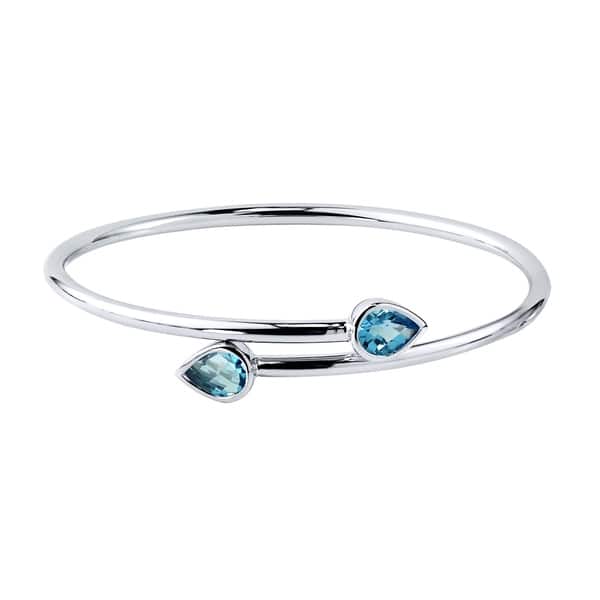 slide 1 of 9, Auriya 2 1/2ct Pear-cut Swiss Blue Topaz Bypass Bangle Bracelet Gold over Silver