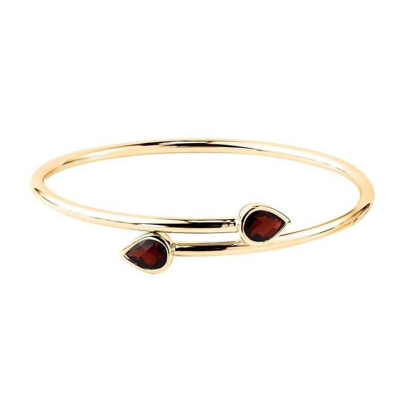 Auriya 2 1/2ct Pear-cut Red Garnet Bypass Bangle Bracelet Gold over Silver