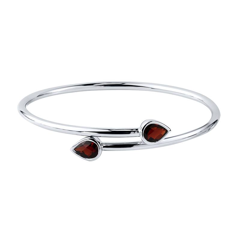 Auriya 2 1/2ct Pear-cut Red Garnet Bypass Bangle Bracelet Gold over Silver