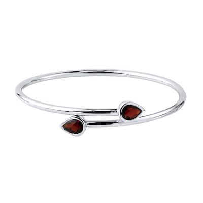 Auriya 2 1/2ct Pear-cut Red Garnet Bypass Bangle Bracelet Gold over Silver