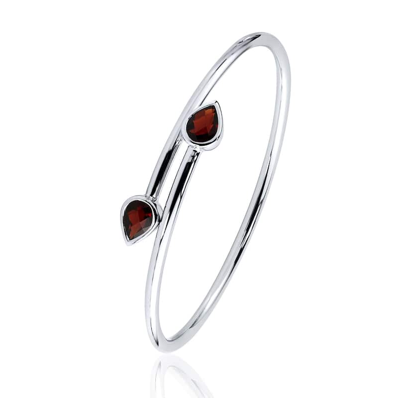 Auriya 2 1/2ct Pear-cut Red Garnet Bypass Bangle Bracelet Gold over Silver