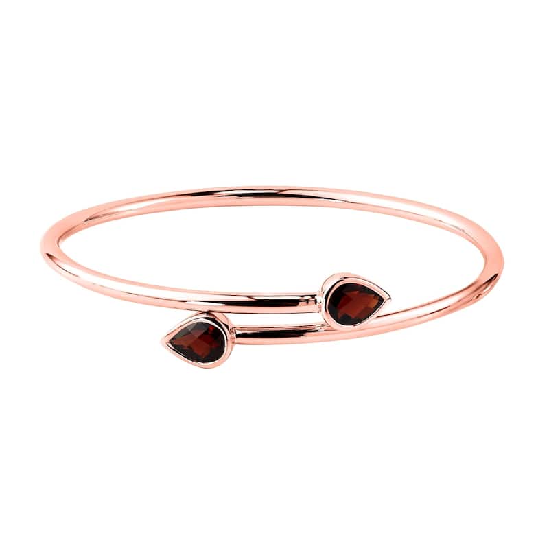 Auriya 2 1/2ct Pear-cut Red Garnet Bypass Bangle Bracelet Gold over Silver