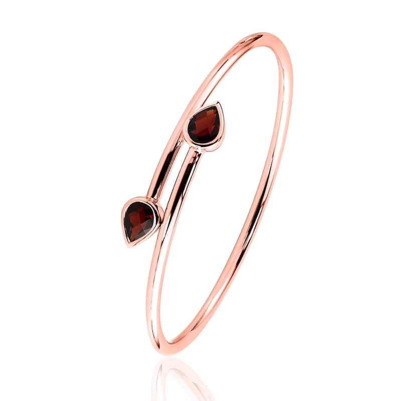 Auriya 2 1/2ct Pear-cut Red Garnet Bypass Bangle Bracelet Gold over Silver