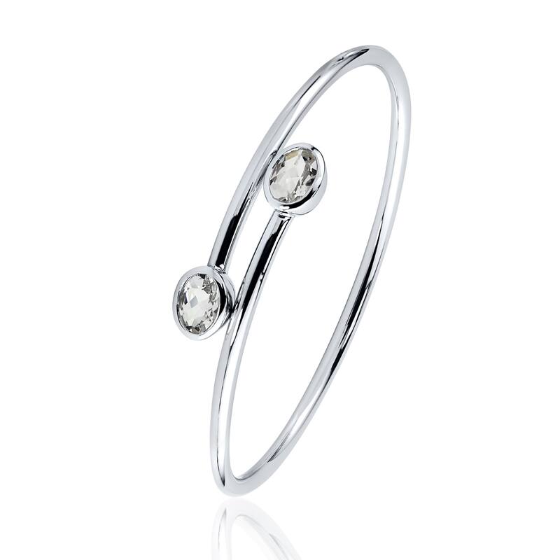 Auriya 2 1/2ct Oval White Topaz Bypass Bangle Bracelet Gold over Silver