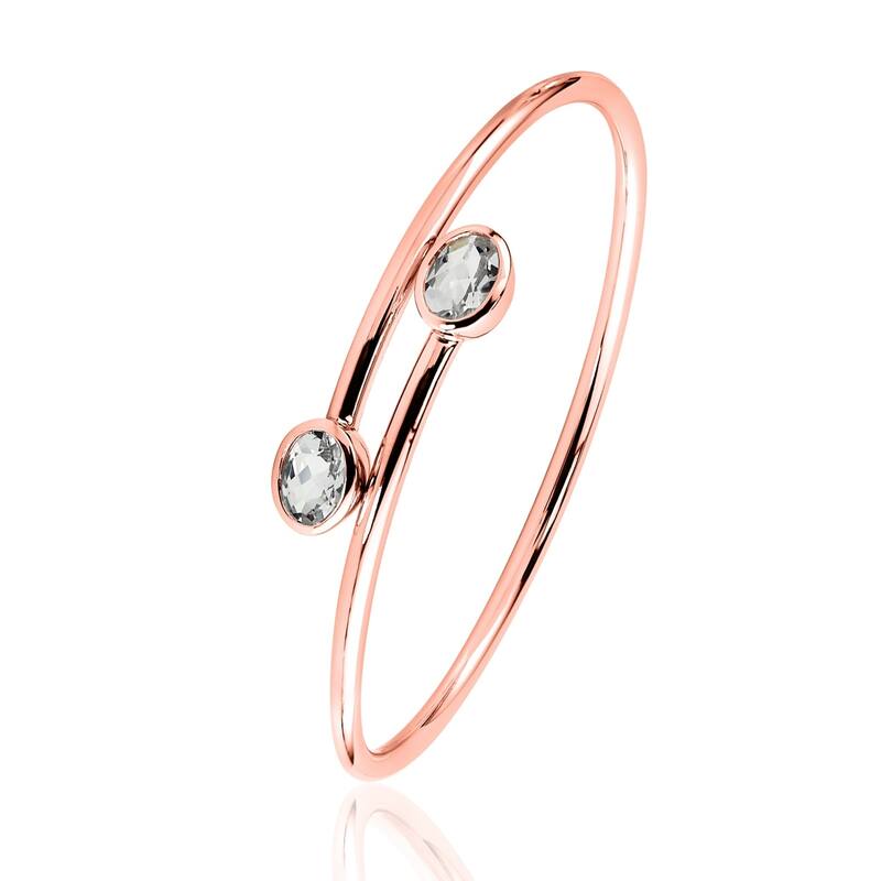 Auriya 2 1/2ct Oval White Topaz Bypass Bangle Bracelet Gold over Silver
