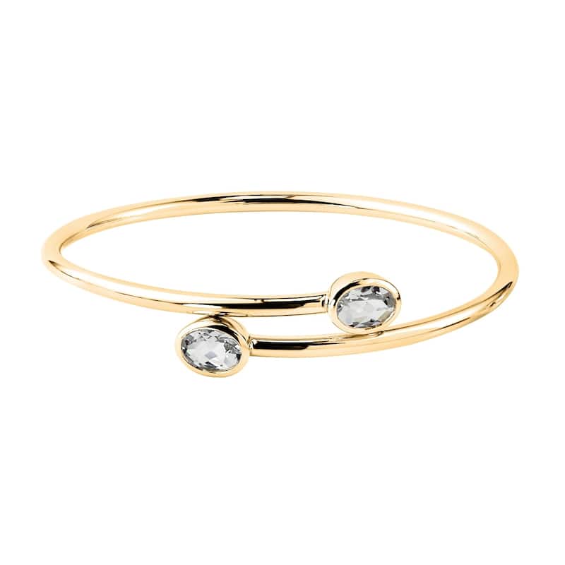 Auriya 2 1/2ct Oval White Topaz Bypass Bangle Bracelet Gold over Silver