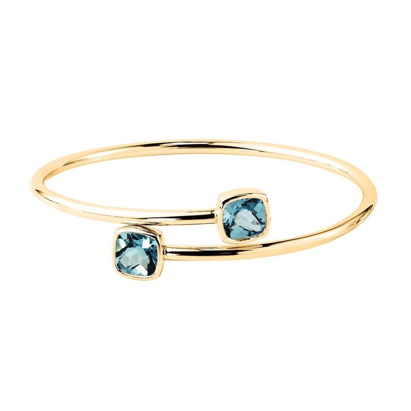 Auriya 5ct Cushion-cut Sky Blue Topaz Bypass Bangle Bracelet Gold over Silver