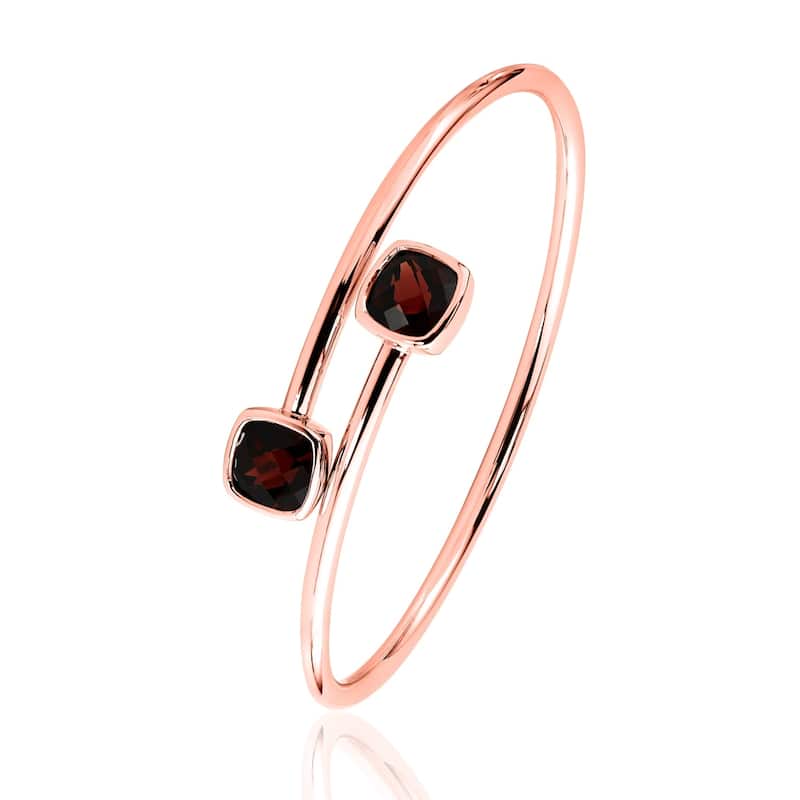 Auriya 5 1/2ct Cushion-cut Red Garnet Bypass Bangle Bracelet Gold over Silver
