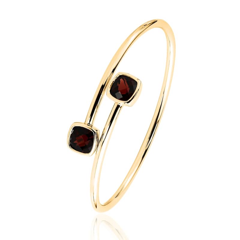 Auriya 5 1/2ct Cushion-cut Red Garnet Bypass Bangle Bracelet Gold over Silver