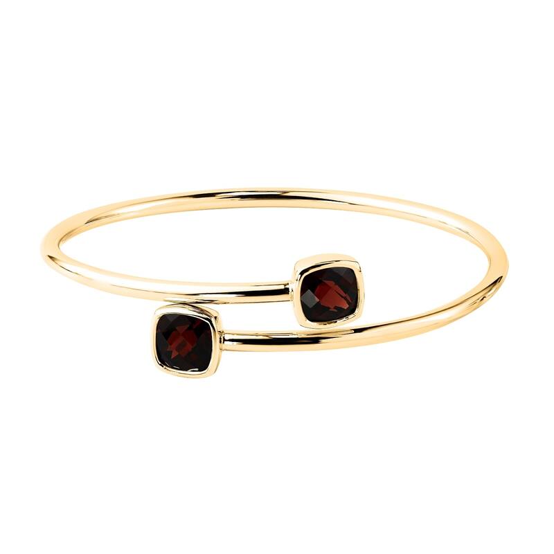Auriya 5 1/2ct Cushion-cut Red Garnet Bypass Bangle Bracelet Gold over Silver
