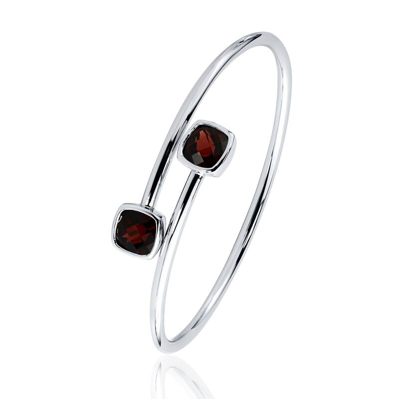 Auriya 5 1/2ct Cushion-cut Red Garnet Bypass Bangle Bracelet Gold over Silver