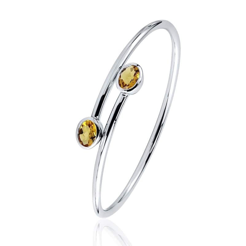 Auriya 2ct Oval Yellow Citrine Bypass Bangle Bracelet Gold over Silver
