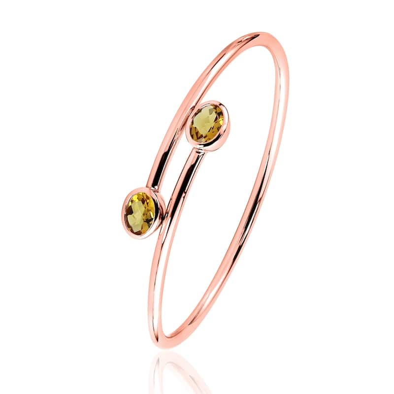 Auriya 2ct Oval Yellow Citrine Bypass Bangle Bracelet Gold over Silver