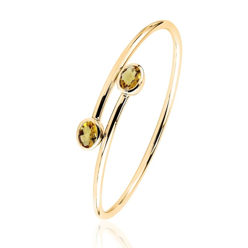 Auriya 2ct Oval Yellow Citrine Bypass Bangle Bracelet Gold over Silver
