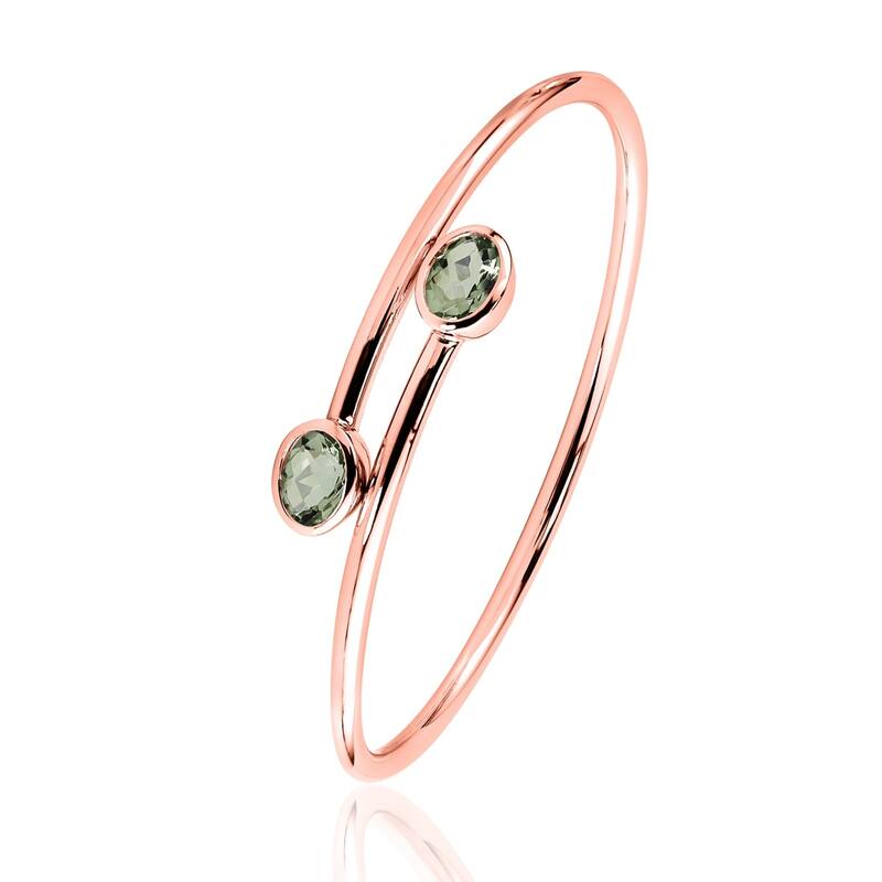 Auriya 2 1/2ct Green Oval Amethyst Bypass Bangle Bracelet Gold over Silver
