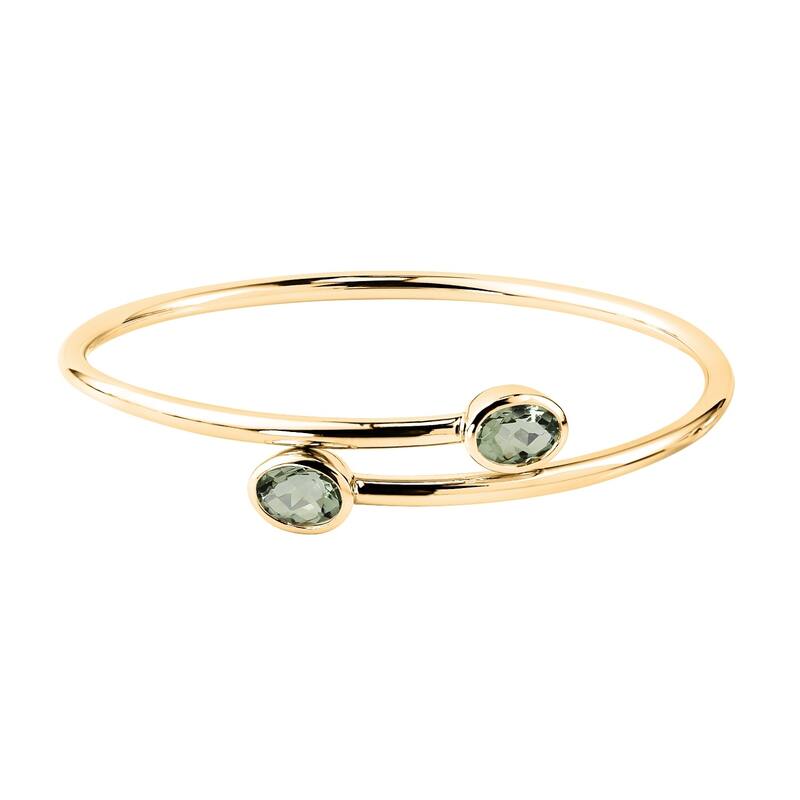 Auriya 2 1/2ct Green Oval Amethyst Bypass Bangle Bracelet Gold over Silver