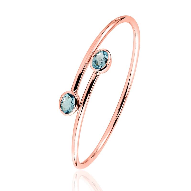 Auriya 2 3/4ct Oval Sky Blue Topaz Bypass Bangle Bracelet Gold over Silver