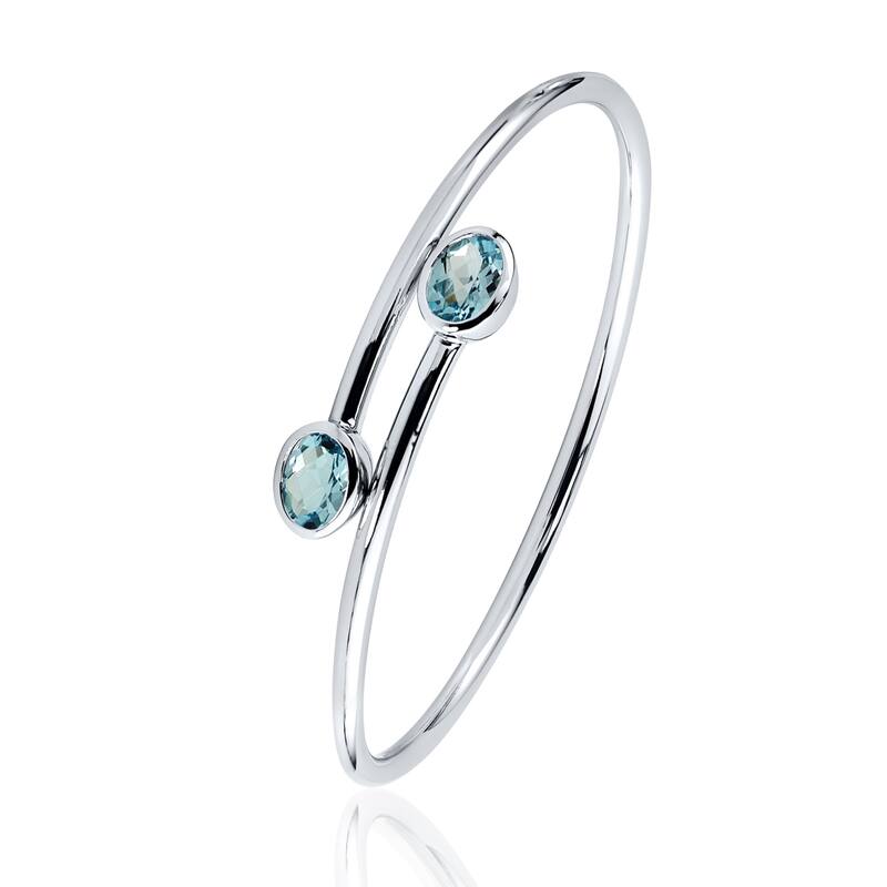 Auriya 2 3/4ct Oval Sky Blue Topaz Bypass Bangle Bracelet Gold over Silver