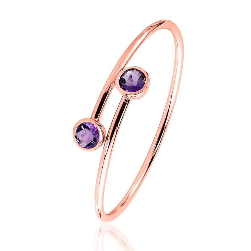 Auriya 3ct Purple Amethyst Bypass Bangle Bracelet Gold over Silver
