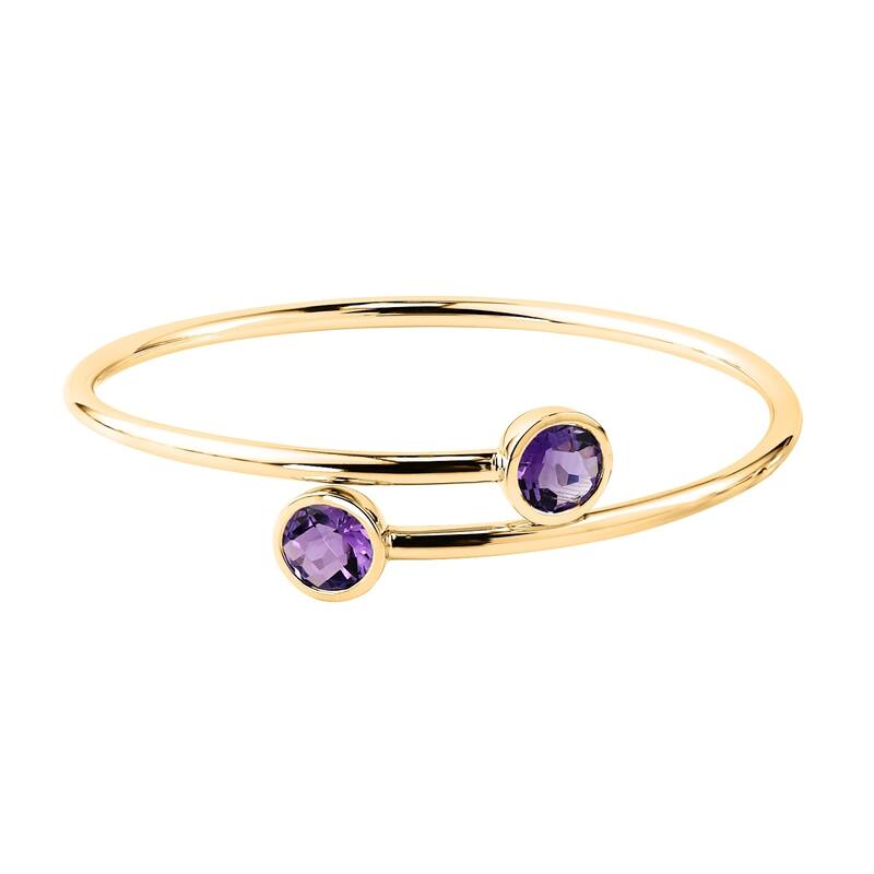 Auriya 3ct Purple Amethyst Bypass Bangle Bracelet Gold over Silver