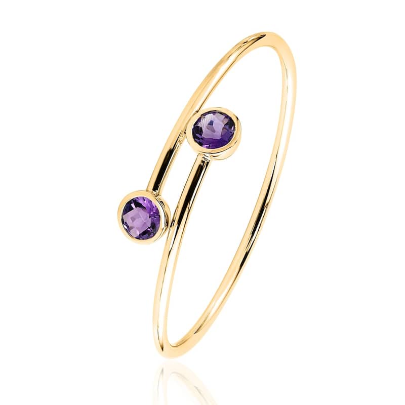 Auriya 3ct Purple Amethyst Bypass Bangle Bracelet Gold over Silver