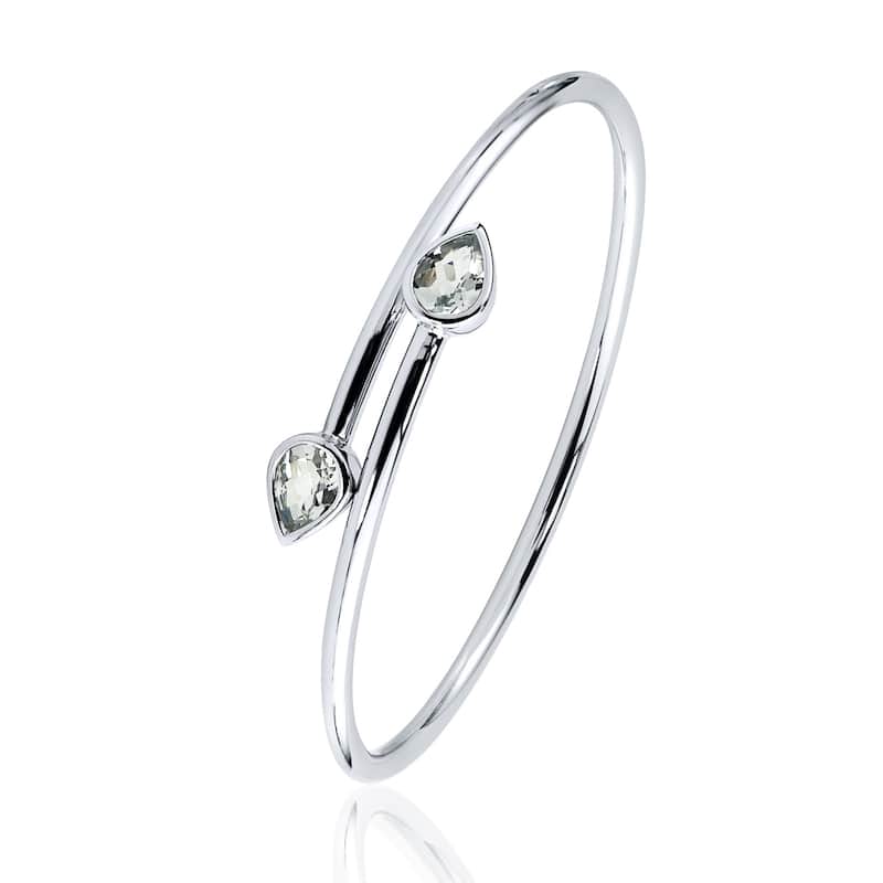 Auriya 2 1/4ct Pear-cut White Topaz Bypass Bangle Bracelet Gold over Silver