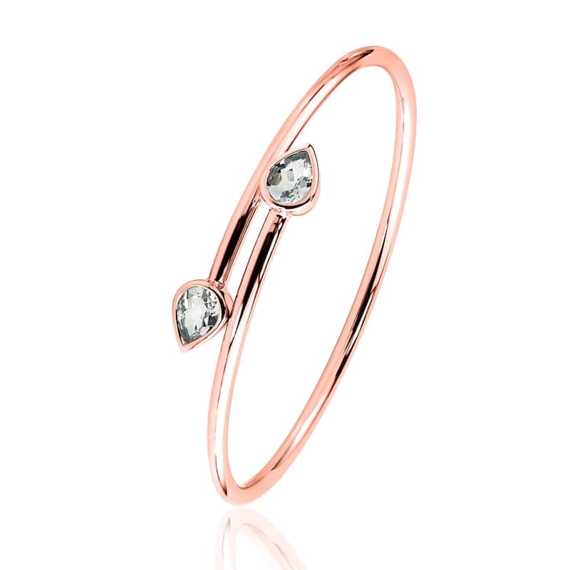 Auriya 2 1/4ct Pear-cut White Topaz Bypass Bangle Bracelet Gold over Silver
