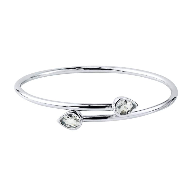Auriya 2 1/4ct Pear-cut White Topaz Bypass Bangle Bracelet Gold over Silver