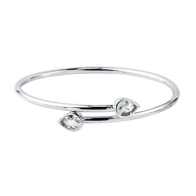 Auriya 2 1/4ct Pear-cut White Topaz Bypass Bangle Bracelet Gold over Silver