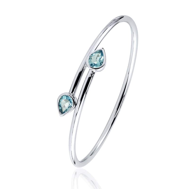 Auriya 2 1/2ct Pear-cut Sky Blue Topaz Bypass Bangle Bracelet Gold over Silver