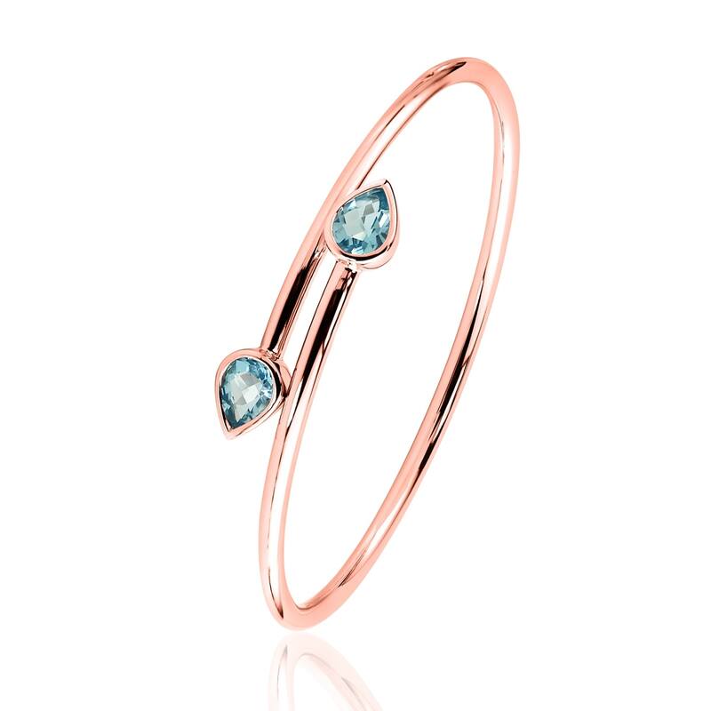 Auriya 2 1/2ct Pear-cut Sky Blue Topaz Bypass Bangle Bracelet Gold over Silver