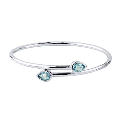 Auriya 2 1/2ct Pear-cut Sky Blue Topaz Bypass Bangle Bracelet Gold over Silver