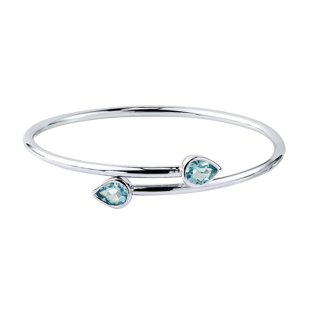 Auriya 2 1/2ct Pear-cut Sky Blue Topaz Bypass Bangle Bracelet Gold over Silver