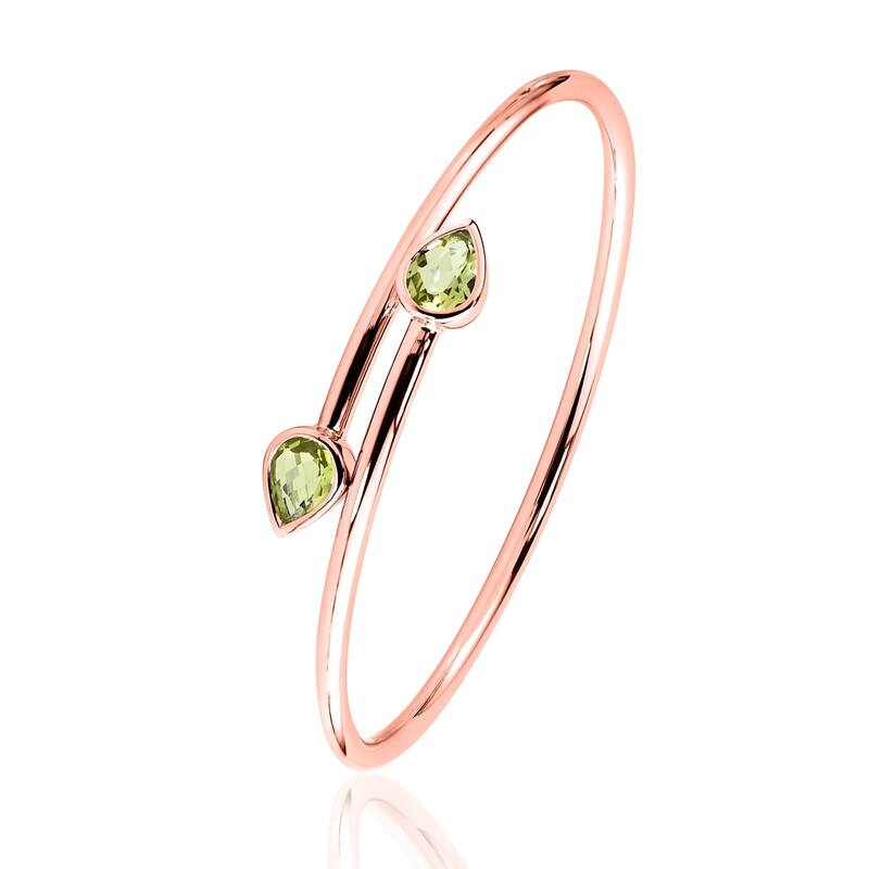 Auriya 1 3/4ct Pear-cut Lemon Green Quartz Bypass Bangle Bracelet Gold over Silver