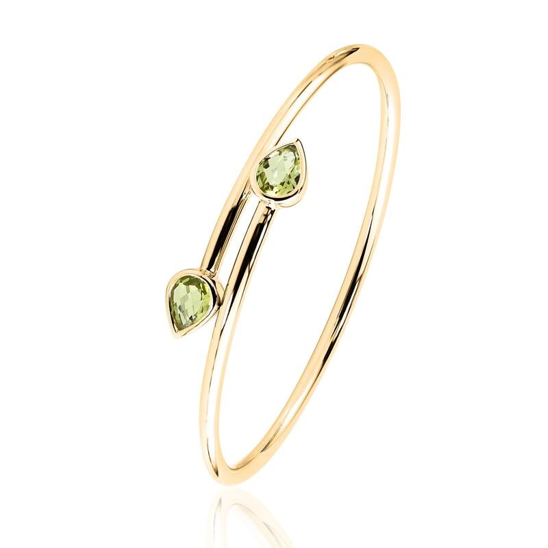 Auriya 1 3/4ct Pear-cut Lemon Green Quartz Bypass Bangle Bracelet Gold over Silver