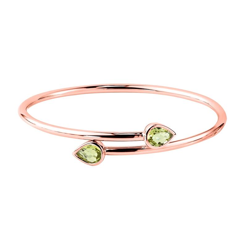Auriya 1 3/4ct Pear-cut Lemon Green Quartz Bypass Bangle Bracelet Gold over Silver