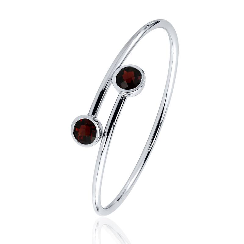 Auriya 4 1/2ct Red Garnet Bypass Bangle Bracelet Gold over Silver
