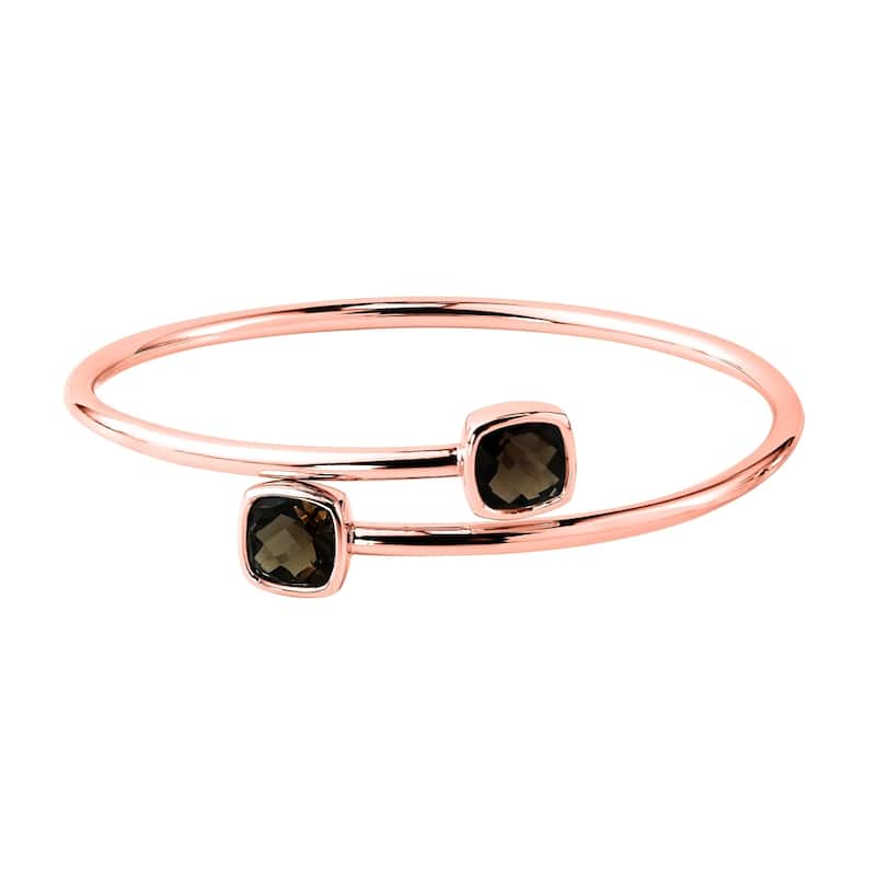 Auriya 4 1/4ct Cushion-cut Smoky Quartz Bypass Bangle Bracelet Gold over Silver